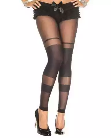 Black footless tights with opaque bands - MH35011BLK
