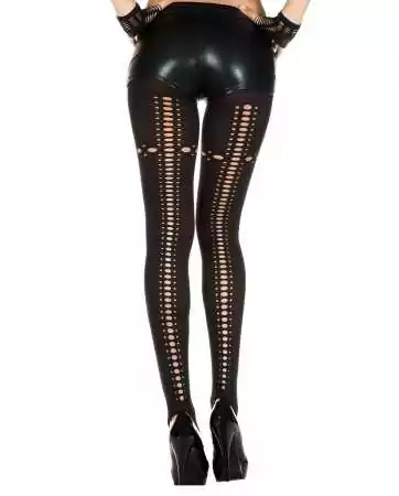 Opaque black tights with a cut-out design at the back - MH50441BLK
