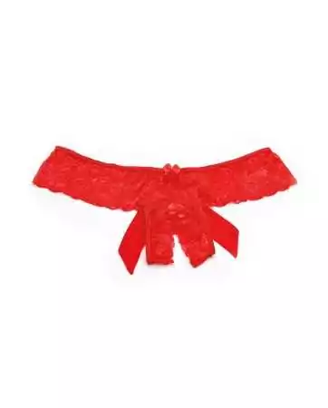 Tanga string rosso in pizzo con fiocco posteriore - SOH31035RED