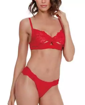 Red microfiber and lace set - DG11624RED