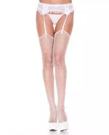 White fishnet stockings for garter belts - MH4936WHT