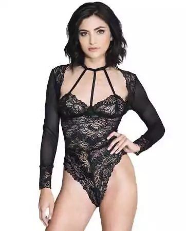 Long-sleeved bodysuit with embellishments - ML80047BLK