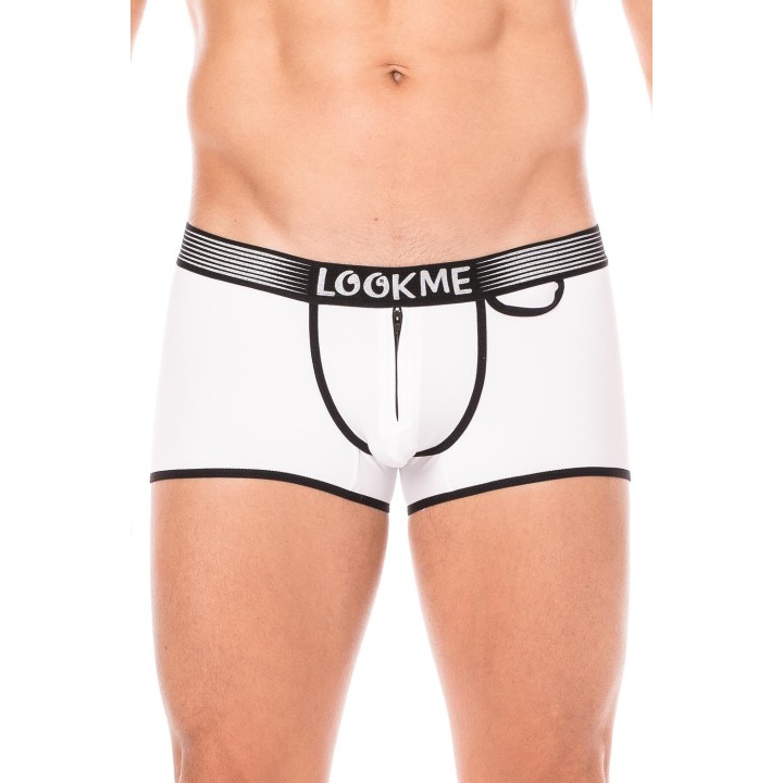 Mini-Pants blanc échancré avec zip - Oralove
