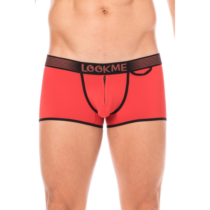 Mini-Pants rouge échancré avec zip - Oralove