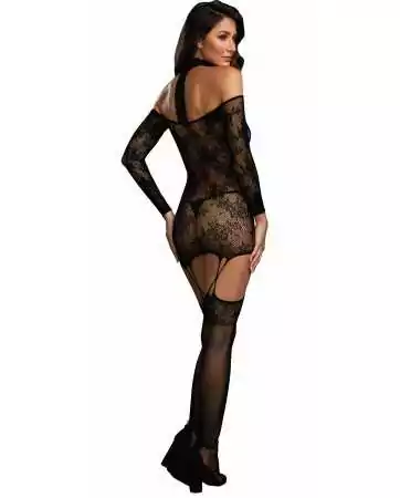 Fishnet bodystocking with reversible bustier and choker - DG0318BLK