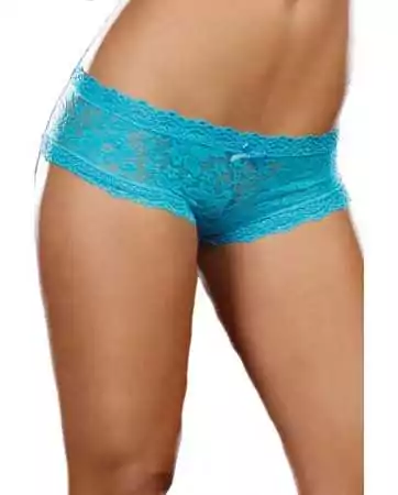 Low-rise sexy shorty in turquoise blue lace - DG1375TUR