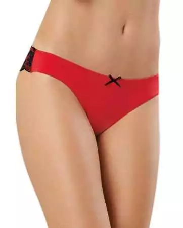 Red and black lace unicolor thong - DG1380RED