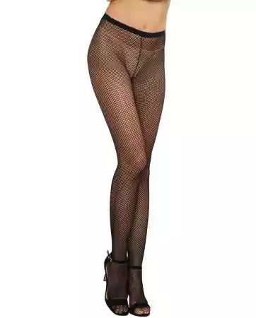 Nahtlose schwarze Nylonstrumpfhose mit feinem Netz - DG0011BLK