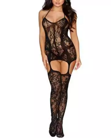 Black lace bodysuit and lace stockings - DG0145BLK