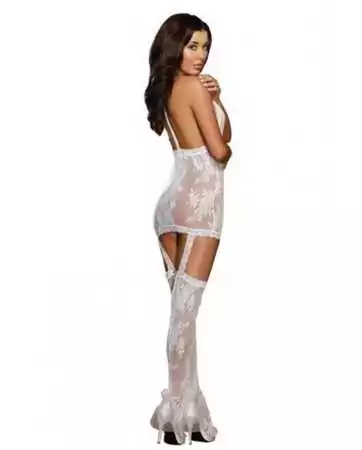 White lace corset-effect bodysuit - DG0074WHT