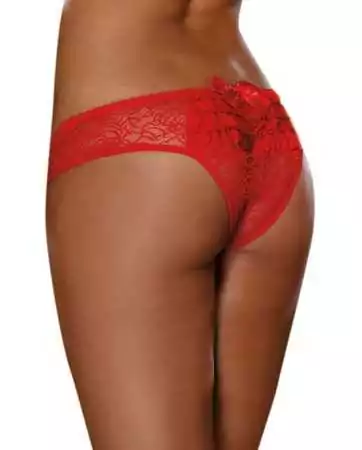 Red open crotch lace thong with a bow on the back - DG1300RED