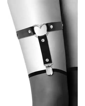 Black garter with metal heart and rivets - CC6060090010