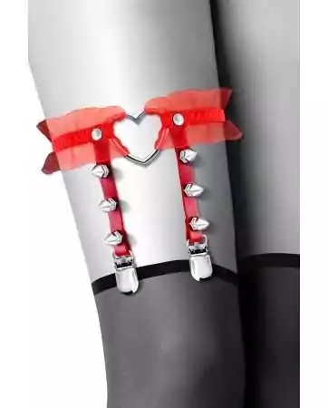 Roter Strumpfband mit Herzspitzen und Tüll - CC6060100030