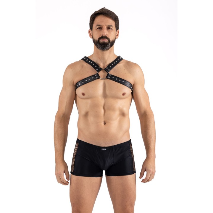 Harnais homme simili cuir larges sangles avec anneaux - Oralove