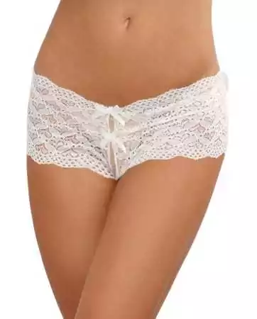 White lace shorty open and cut out on the buttocks heart shape - DG1442WHT