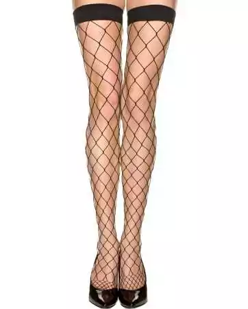 Black fishnet thigh highs - MH4924BLK