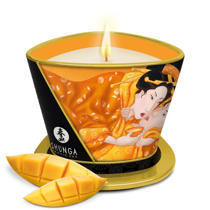 Bougie de massage lueur et caresses - Mangue - Oralove