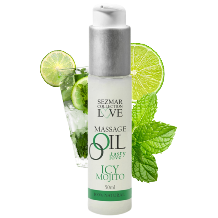 Huile de massage comestible mojito menthe 50ml - Oralove