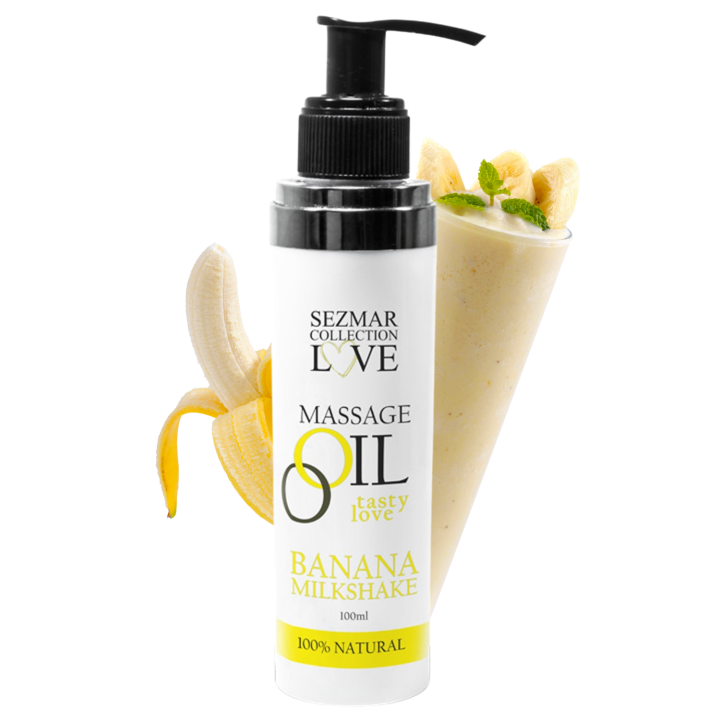 Huile de massage comestible milkshake banane 100ml 100% naturelle - Oralove