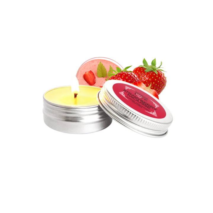 Mini Bougie de massage mousse de fraise 30ml 100% naturelle - Oralove