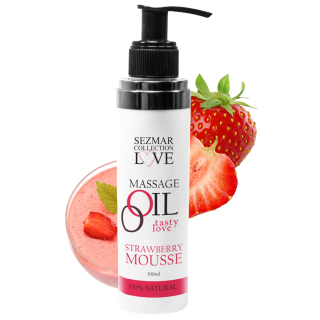 Huile de massage comestible mousse de fraise 100ml 100% naturelle - Oralove