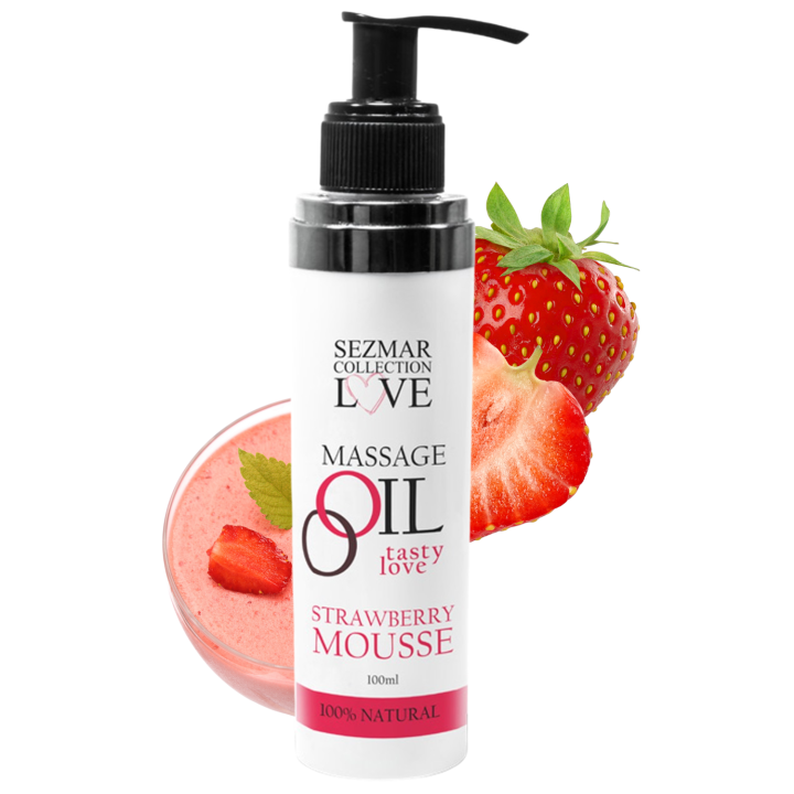 Huile de massage comestible mousse de fraise 100ml 100% naturelle - Oralove