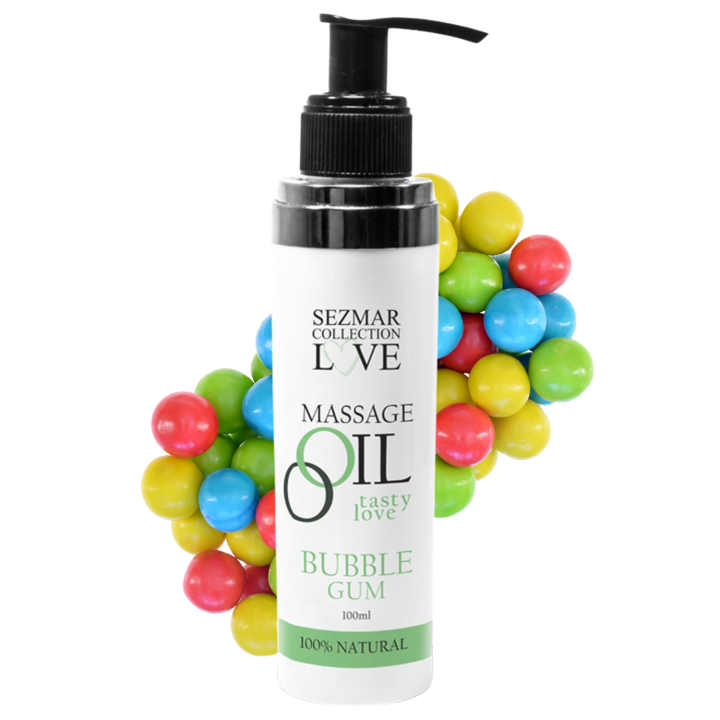 Huile de massage comestible bubble gum 100ml 100% naturelle - Oralove