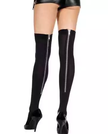 Black thigh-high socks with zipper - MH4678BLK