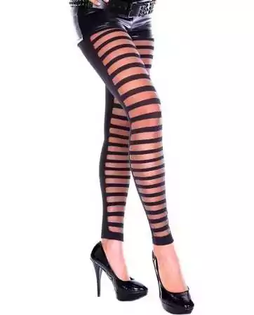 Black fashion leggings with front cutouts and transparency - MH35005BLK
