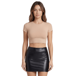 Jupe noire en simili cuir mat Sifia - Oralove