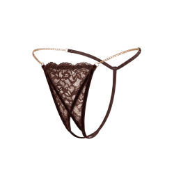 String en dentelle marron ouvert avec chaînes dorées