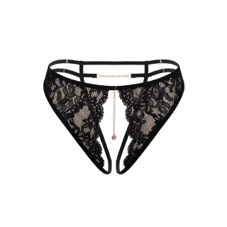 String noir avec bijou couleur aléatoire et chaîne dorée - Oralove