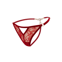 String rouge avec bijou perle strass dorés