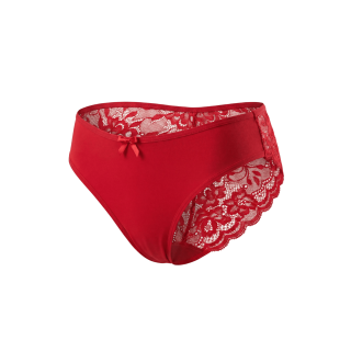 Culotte rouge en dentelle avec nœud en satin - Oralove