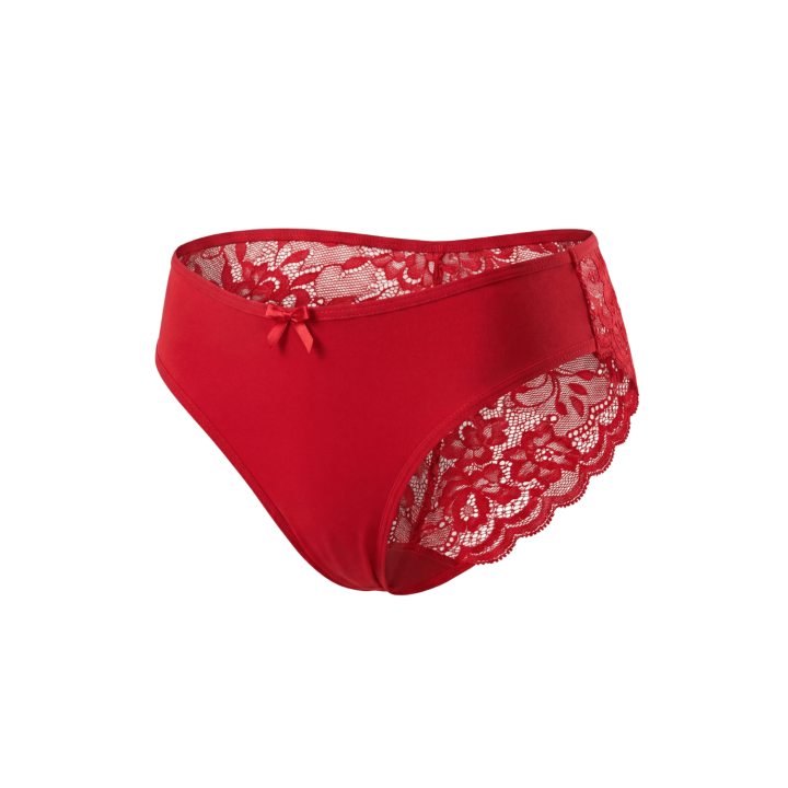 Culotte rouge en dentelle avec nœud en satin - Oralove