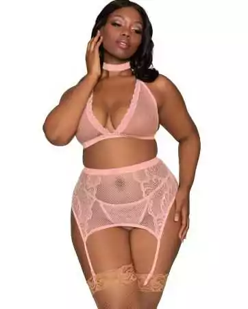 Set of 4 large size pink pieces, made of lace and fine mesh - DG11776XPNK