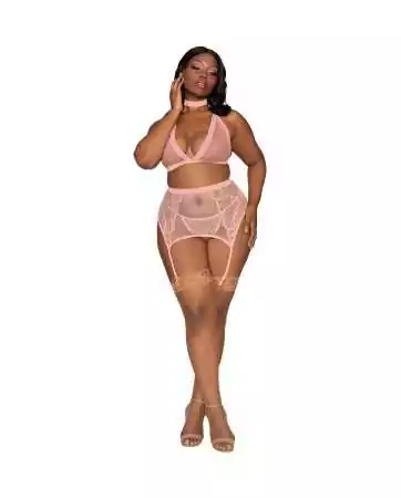 Set of 4 large size pink pieces, made of lace and fine mesh - DG11776XPNK