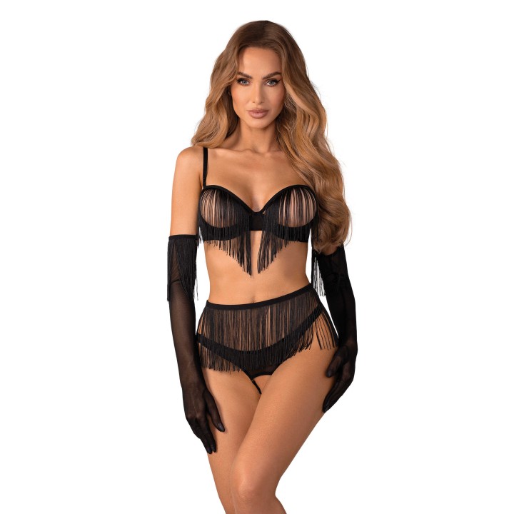 Rossay ensemble ouvert 4 pièces - Noir - Oralove
