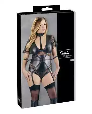 Black body bondage with lace in plus size - OR2642611BLK