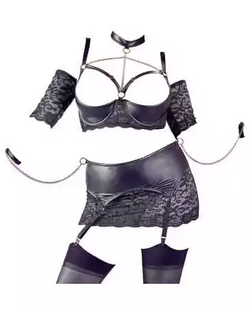 Black underwire bra and sexy plus-size garter belt - OR2221233BLK