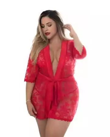 Floral lace red bathrobe - MAL7115XRED