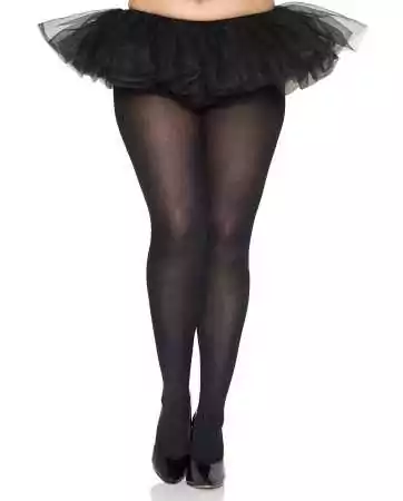 Opaque black fancy plus size tights - MH747XBLK