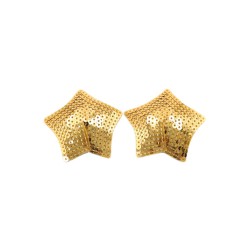 Paire de cache tétons adhésifs étoile pailletée sequin doré