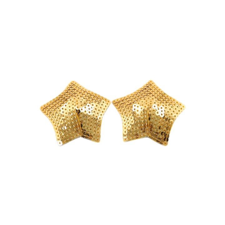 Paire de cache tétons adhésifs étoile pailletée sequin doré - Oralove