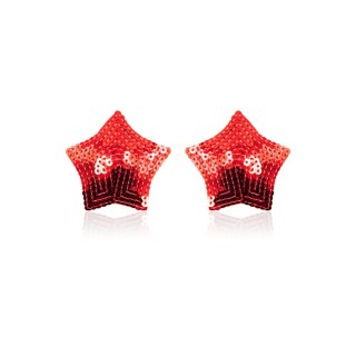 Paire de cache tétons adhésifs étoile pailletée sequin rouge - Oralove
