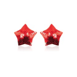 Paire de cache tétons adhésifs étoile pailletée sequin rouge