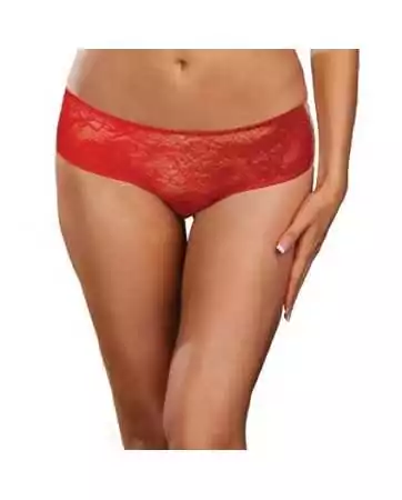 Niedrig geschnittene, offene Panty mit Rüschen am Rücken - DG1300XRED.