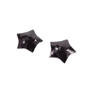 Paire de cache tétons adhésifs étoile pailletée sequin noir - Oralove