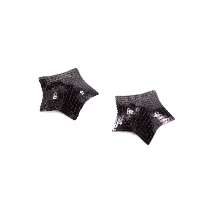 Paire de cache tétons adhésifs étoile pailletée sequin noir - Oralove