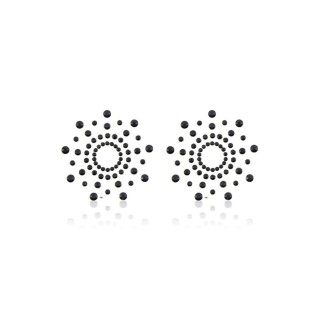 Paire de cache tétons adhésifs strass noir - Oralove
